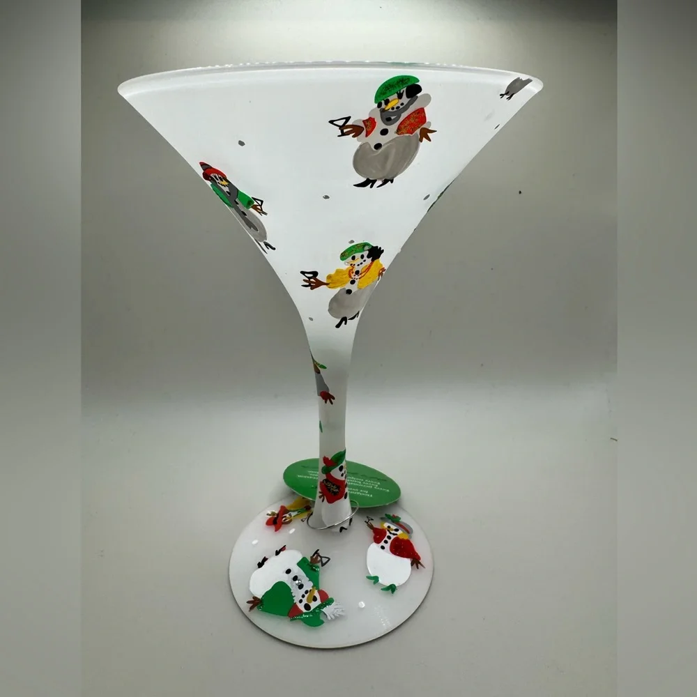 Lolita Snow Divas Christmas Martini Glass NIB Hand Painted Collectible 7oz